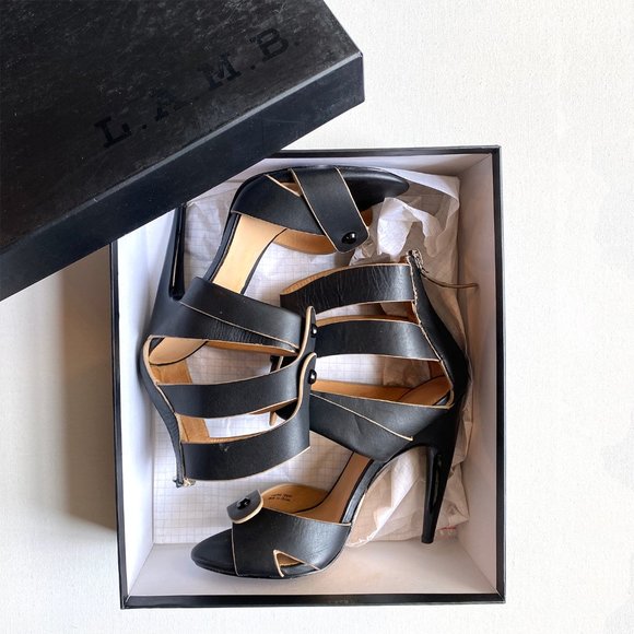 L.A.M.B. Black Leather Sandals (with box) - Picture 2 of 7